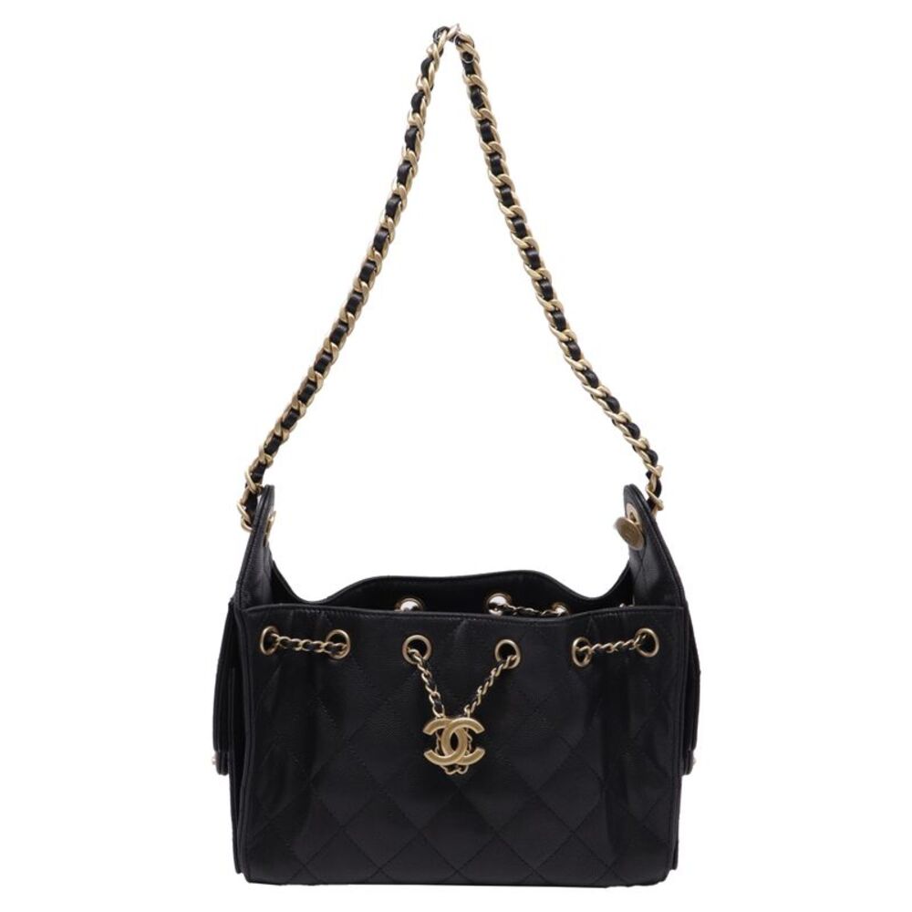 Chanel Mini Chanel 25 Caviar Quilted Handbag in Black Leather